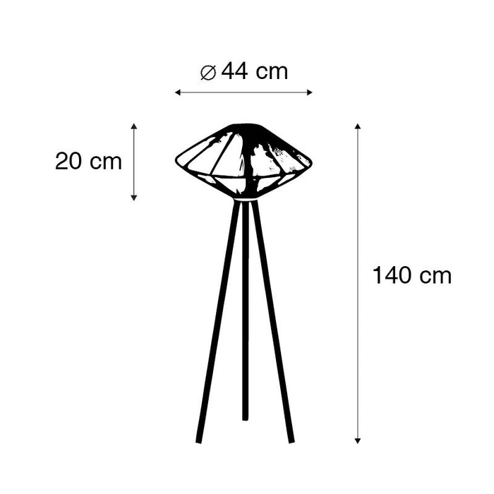 QAZQA Oosterse vloerlamp tripod rotan - Straw