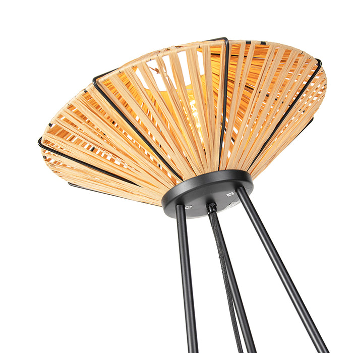 QAZQA Oosterse vloerlamp tripod rotan - Straw