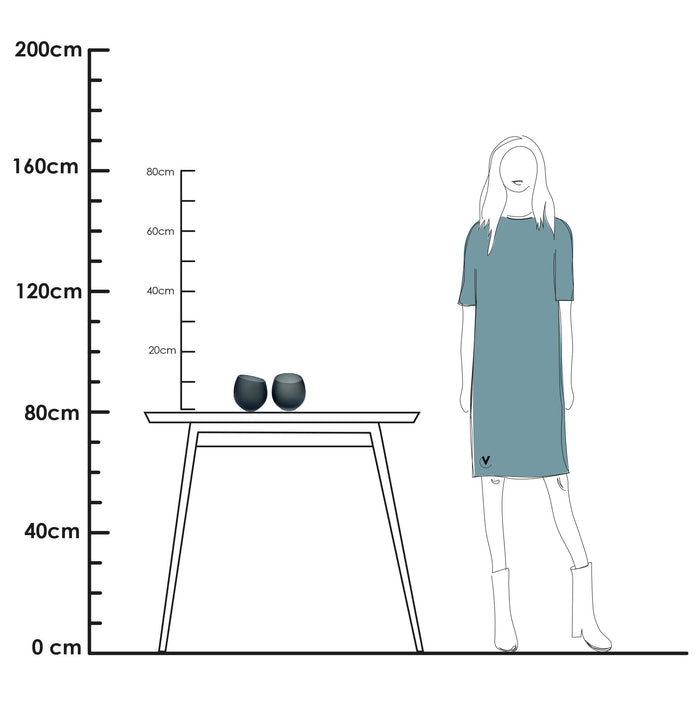 Vase The World Moho Waxinelichthouder - H 13 x Ø 12,5 cm - Set van 2 - Satin Grey