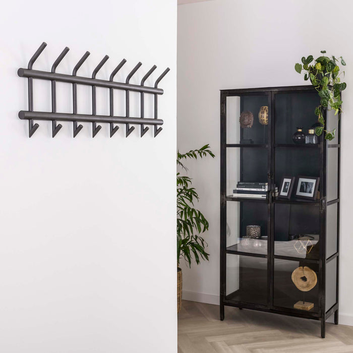 Hoyz - Kapstok Industrieel met 19 haken - Grijs - Wandkapstok 90cm