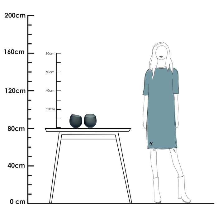 Vase The World Moho Waxinelichthouder - H 15 x Ø 15,5 cm - Set van 2 - Satin Grey