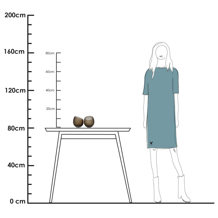 Vase The World Moho Waxinelichthouder - H 13 x Ø 12,5 cm - Set van 2 - Satin Taupe