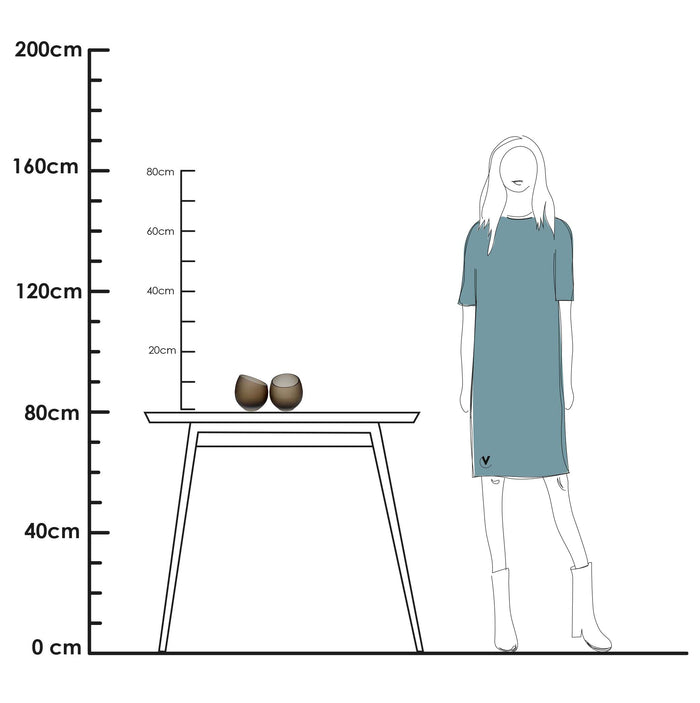 Vase The World Moho Waxinelichthouder - H 13 x Ø 12,5 cm - Set van 2 - Satin Taupe