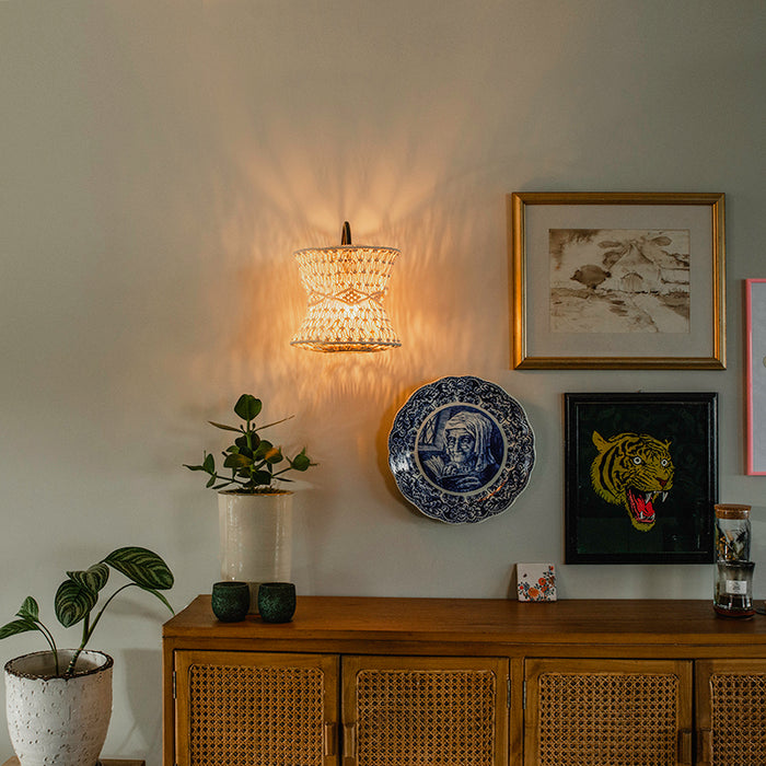 QAZQA Oosterse wandlamp macramé 25 cm - Leonard