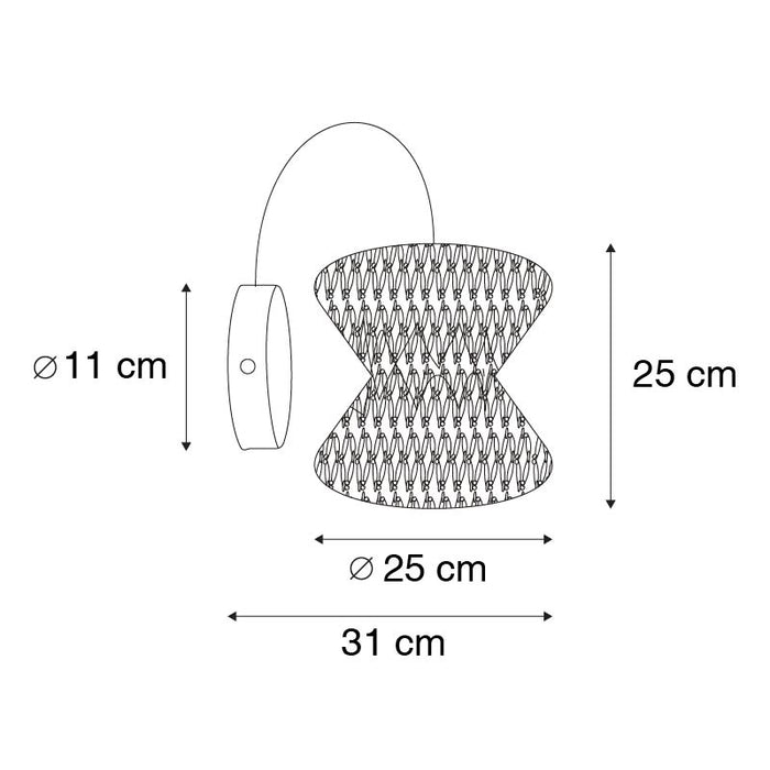 QAZQA Oosterse wandlamp macramé 25 cm - Leonard