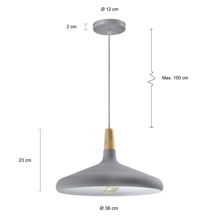 QUVIO Hanglamp rond grijs - QUV5132L-GREY