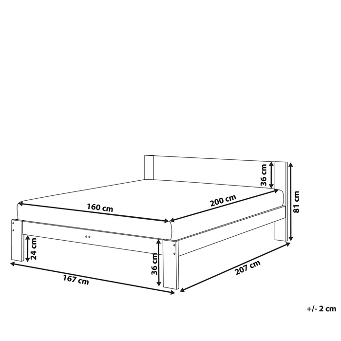 Beliani-ROYAN -Tweepersoonsbed-Lichtbruin-160 x 200 cm-Dennenhout