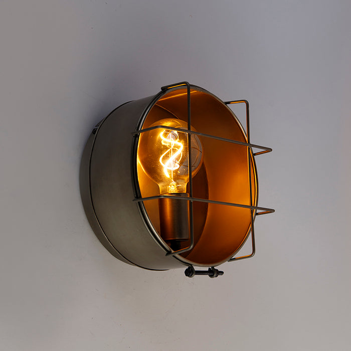 QAZQA Wandlamp barril - Grijs - Industrieel - D 25cm