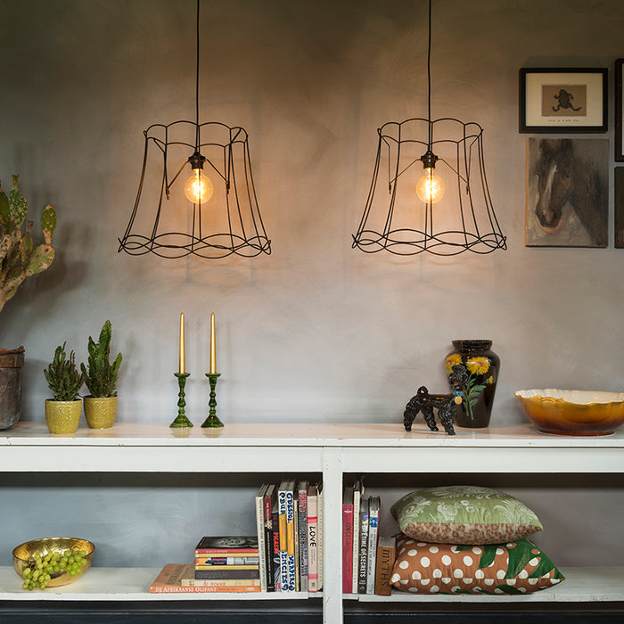 QAZQA Set van 2 retro hanglampen zwart 50 cm - Granny Frame