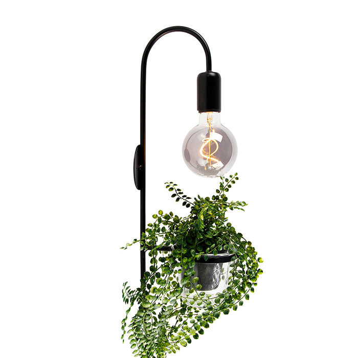 QAZQA Wandlamp roslina - Zwart - Modern - L 12cm