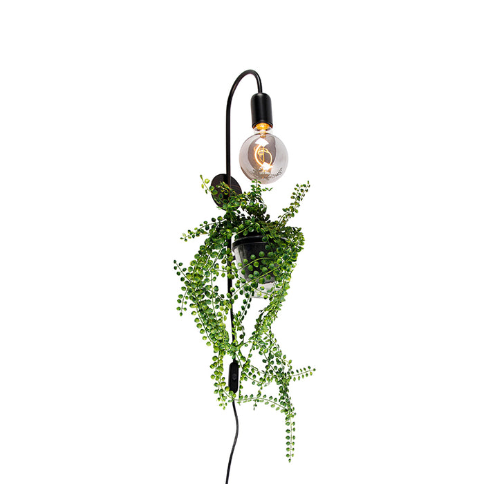 QAZQA Wandlamp roslina - Zwart - Modern - L 12cm