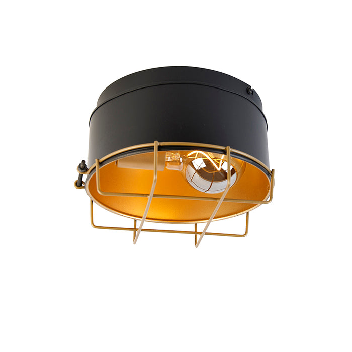 QAZQA Wandlamp barril - Zwart - Industrieel - D 25cm