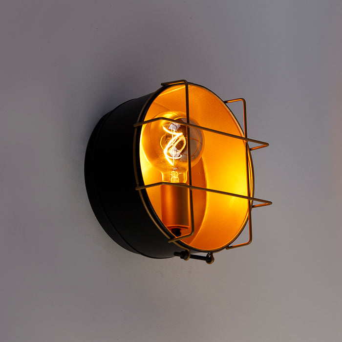 QAZQA Wandlamp barril - Zwart - Industrieel - D 25cm