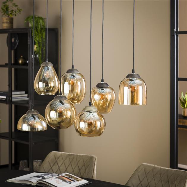 D - Hoyz - Hanglamp 4+3L mix gold | Oud zilver