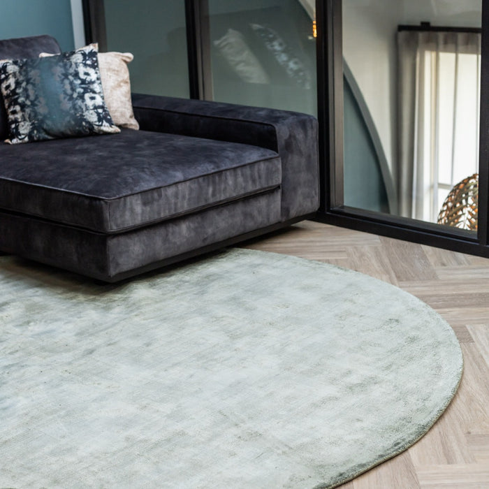 Interieur05 Vloerkleed Felva Groen Rond Viscose 180 cm