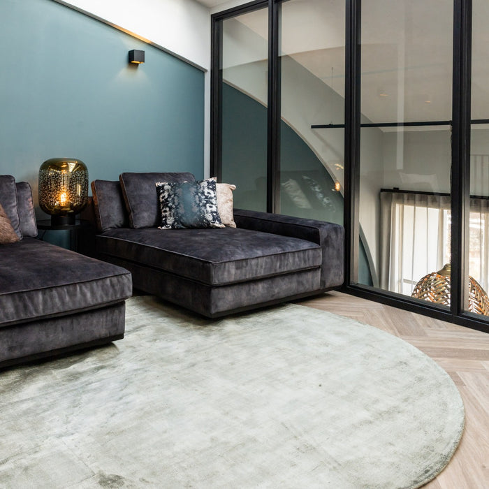 Interieur05 Vloerkleed Felva Groen Rond Viscose 180 cm