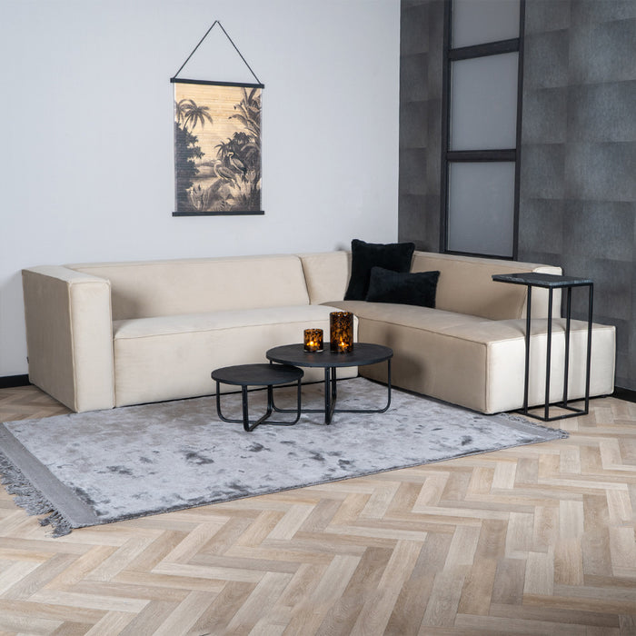 Bronx71 Industriële salontafel set Lara mangohout zwart rond (2 stuks)