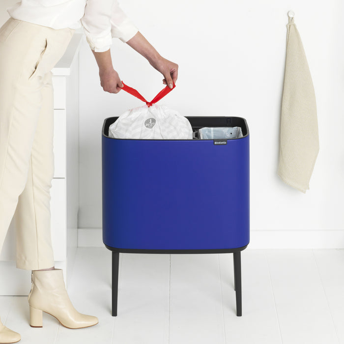 Brabantia Bo Touch Bin Afvalemmer 34 Liter (11 + 23 Liter) - Mineral Powerful Blue