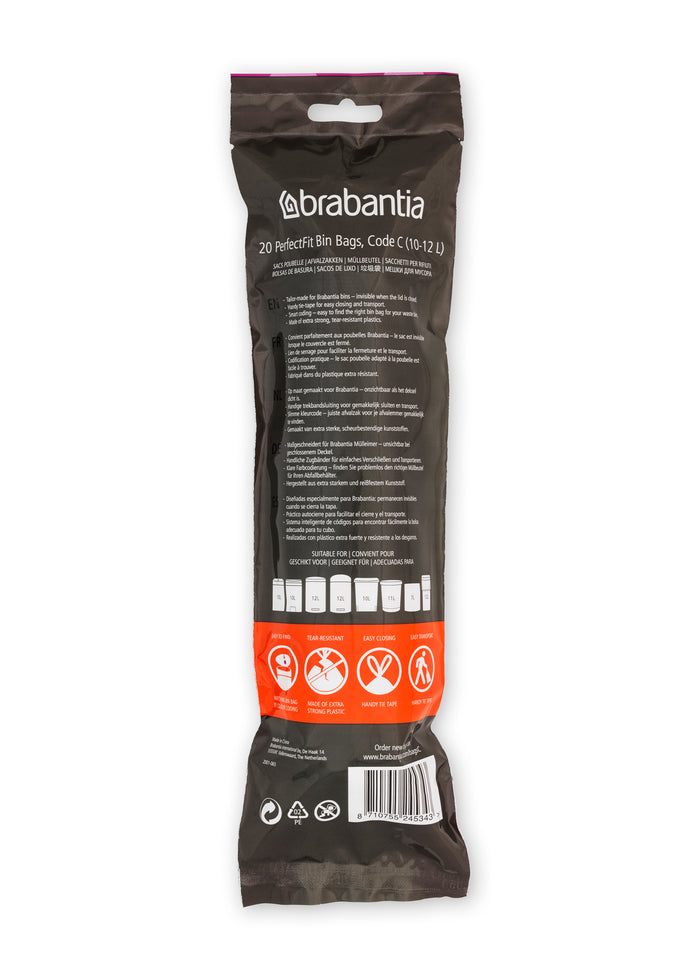 Brabantia Type C PerfectFit Afvalzak 10-12 Liter - 20 zakken
