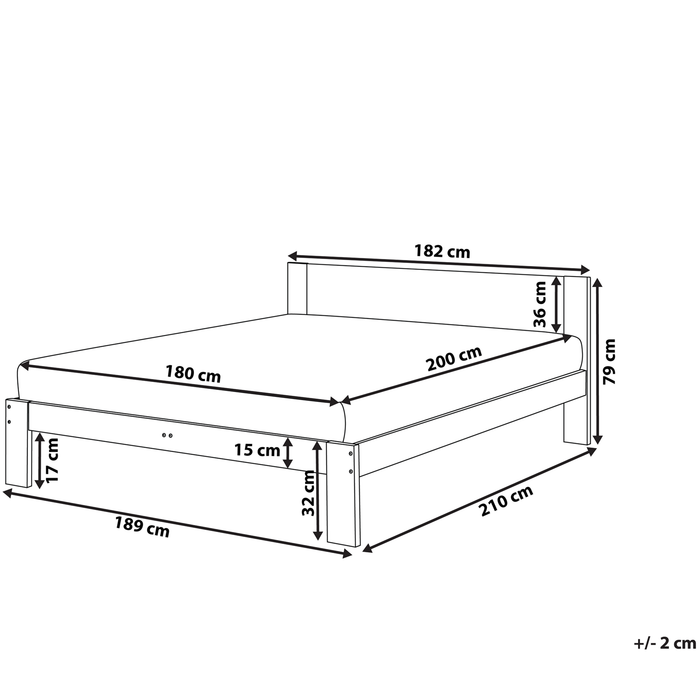 Beliani-ROYAN -Tweepersoonsbed-Lichthout-180 x 200 cm-Dennenhout