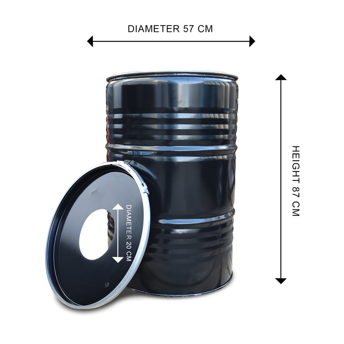 BinBin Hole Industriële prullenbak zwart 200 Liter met gat in deksel
