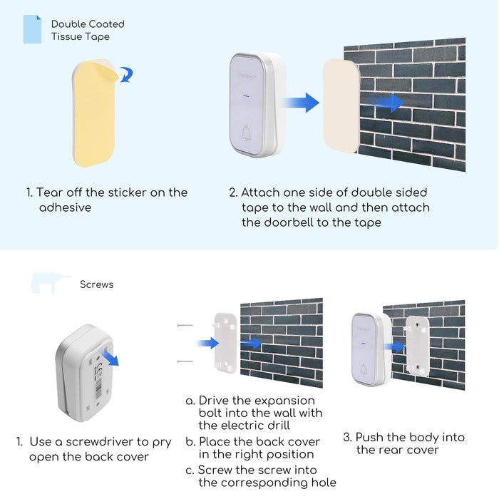 Aigostar Draadloze Deurbel -AC -Zelf aangedreven deurbel -1 ontvanger