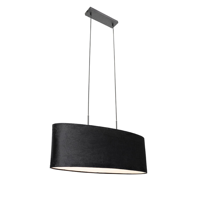 QAZQA Hanglamp tanbor - Zwart - Modern - L 75cm