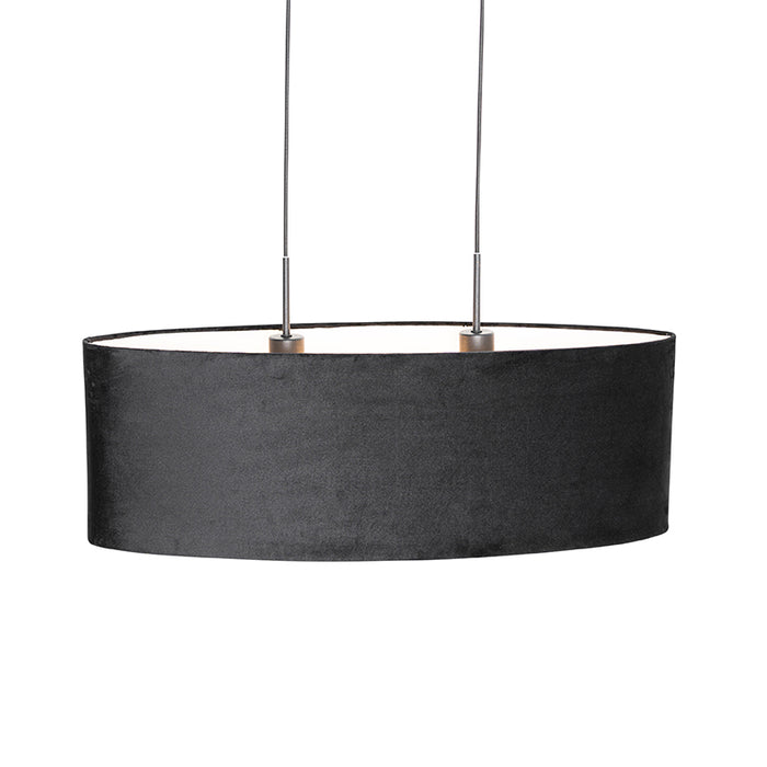 QAZQA Hanglamp tanbor - Zwart - Modern - L 75cm