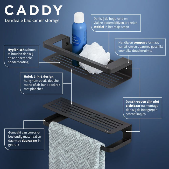 Tiger Caddy Douchemand of Handdoekrek 35 cm - Zwart