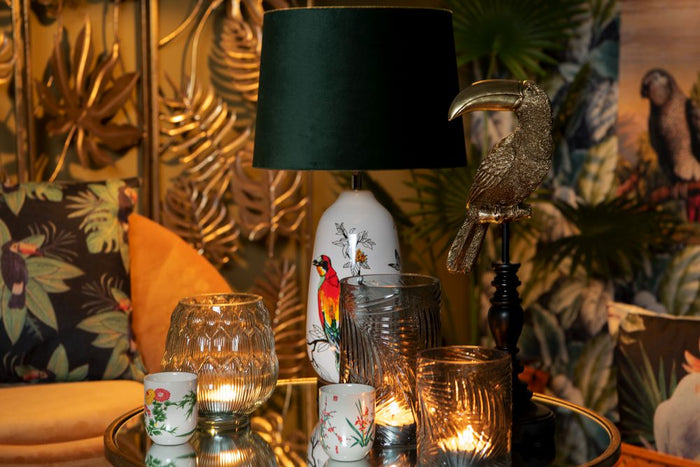 Clayre & Eef Vaas Ø 14x16 cm Groen Glas Rond Glazen Vaas