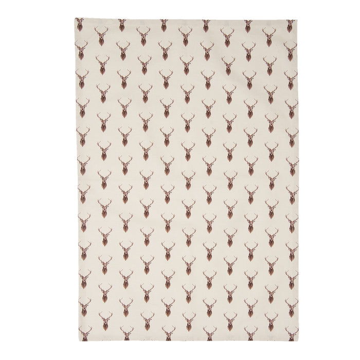 Clayre & Eef Theedoek 50x70 cm Beige Rood Katoen Rechthoek Hert