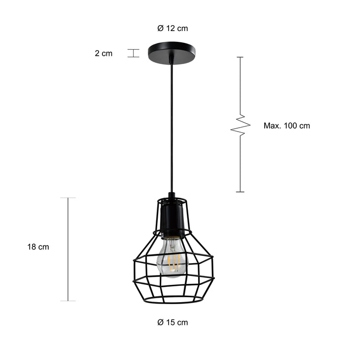 QUVIO Hanglamp metalen frame zwart - QUV5146L-BLACK