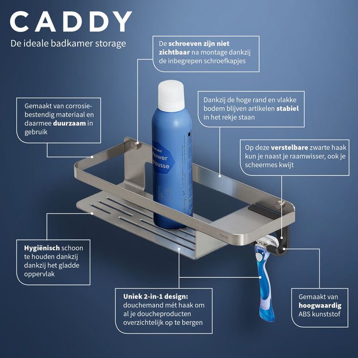 Tiger Caddy Douchemand met Haak - RVS geborsteld