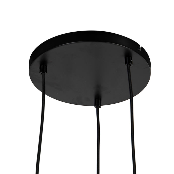 QAZQA Design hanglamp zwart met smoke glas 3-lichts - Dome