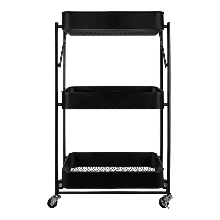 QUVIO Keukentrolley metaal opvouwbaar met 3 lagen en op wieltjes