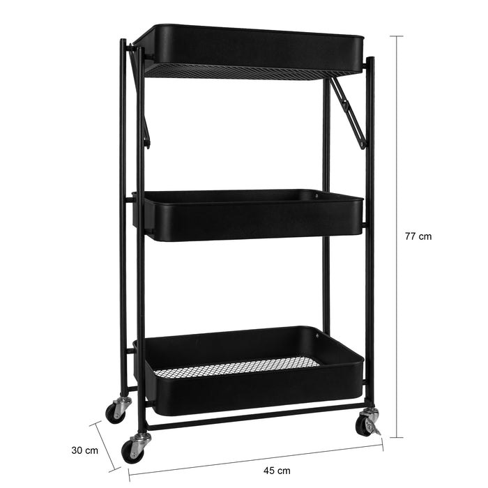 QUVIO Keukentrolley metaal opvouwbaar met 3 lagen en op wieltjes