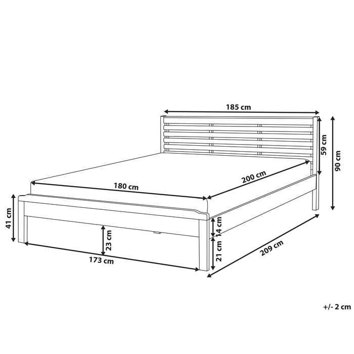 Beliani-CARNAC -Tweepersoonsbed-Donker hout-180 x 200 cm-Rubberhout