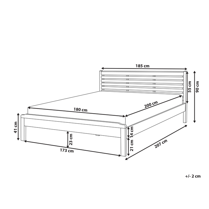 Beliani-CARNAC -Tweepersoonsbed-Donker hout-180 x 200 cm-Rubberhout