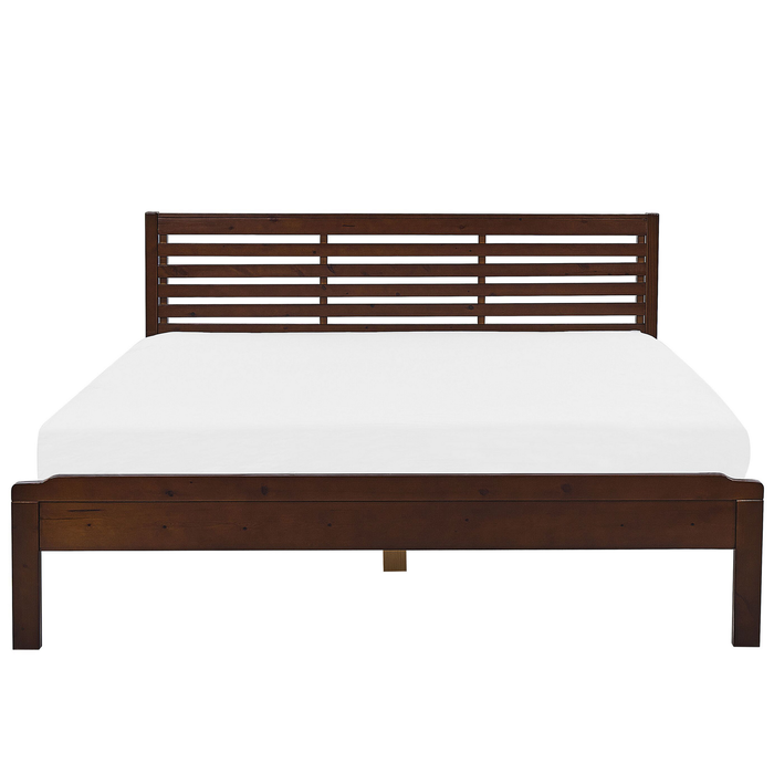 Beliani-CARNAC -Tweepersoonsbed-Donker hout-180 x 200 cm-Rubberhout