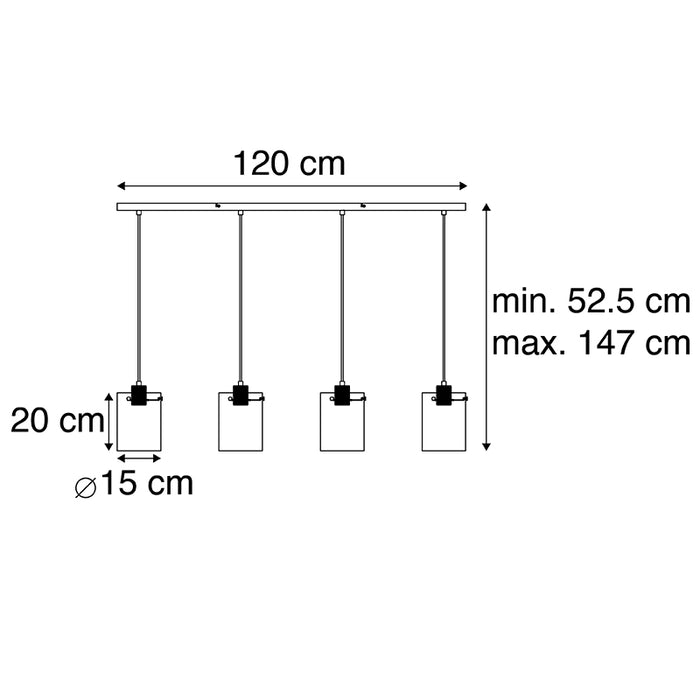 QAZQA Design hanglamp zwart met smoke glas 4-lichts - Dome