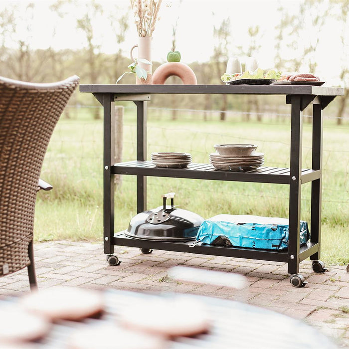 MaximaVida keukentrolley Sergio zwart - 115 cm - 4 cm dik werkblad