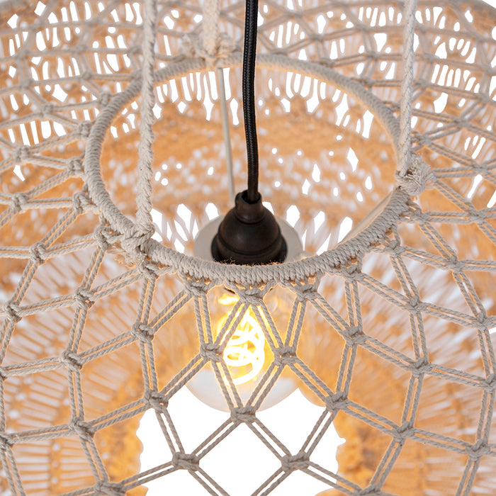 QAZQA Oosterse hanglamp macramé 50 cm - Leonard
