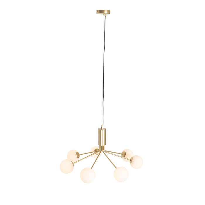 QAZQA Art Deco hanglamp goud met opaal glas 7-lichts - Coby