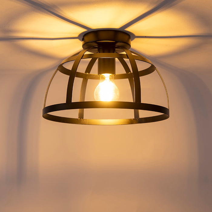 QAZQA Industriële plafondlamp zwart - Boula