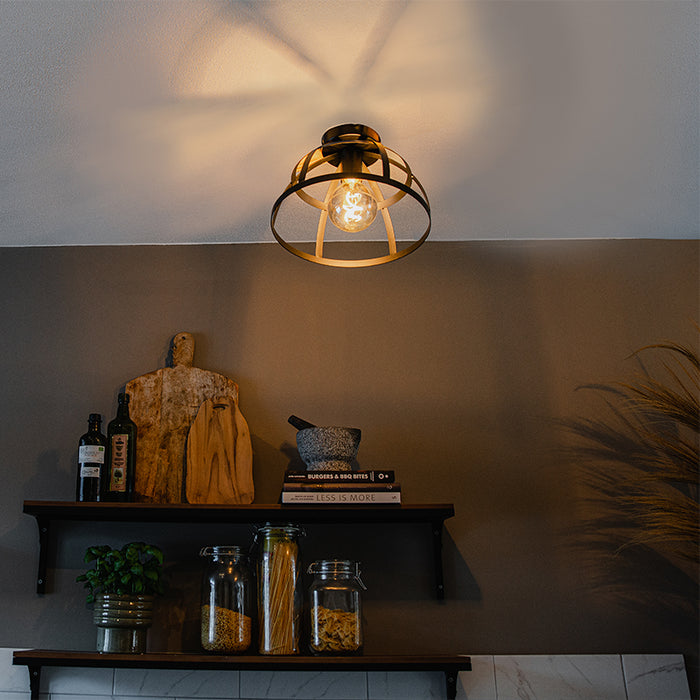 QAZQA Industriële plafondlamp zwart - Boula