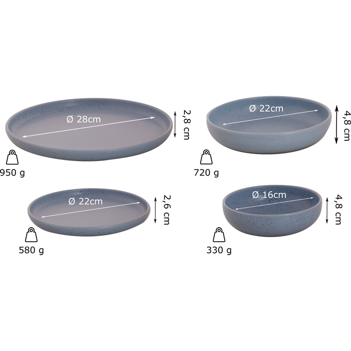 Palmer Serviesset Sandy Loam Stoneware 6-persoons 24-delig Blauw