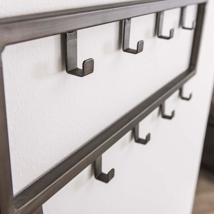 Hoyz - Kapstok Industrieel met 9 haken - Grijs - Wandkapstok 50cm