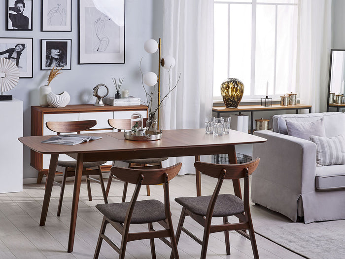 Beliani-MADOX -Uitschuifbare eettafel-Donker hout-75 x 120|150 cm-MDF