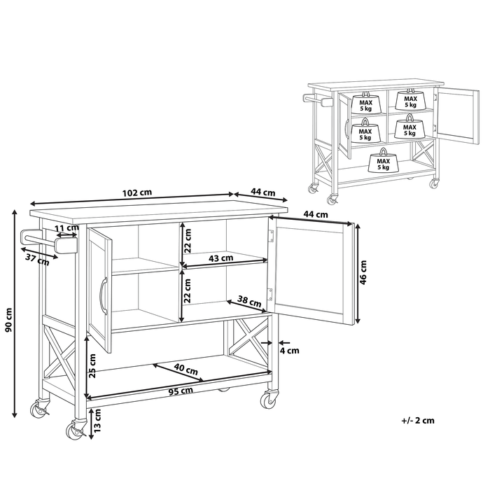 Beliani - MELE - Keukentrolley - Wit - MDF