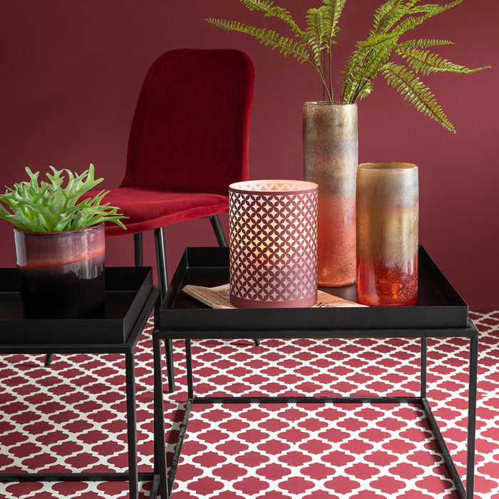 J-Line Vaas Cilinder Hoog Glas Bordeaux Oker